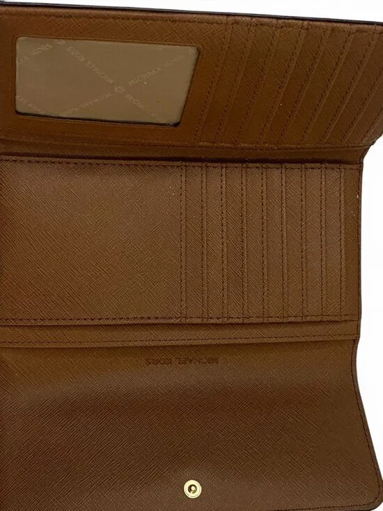 Michael Kors Travel Wallet Brown MK Signature PVC Zip Snap Clutch - Picture 8 of 11